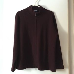 New MALO ITALY 97% Cashmere Burgundy Full Zip Sweater L/XL 52 Thick!